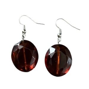 Amber Glass Oval Shaped Earrings